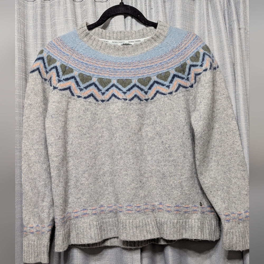 Kari Traa Gray and Blue Patterned Women's Sweater